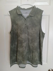 Puma Womens Sleeveless Polo Size XL Green Tie Dye - Picture 1 of 12