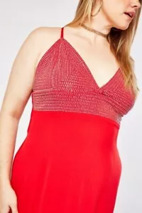 New Bodyflirt Red SPARKLY DIAMANTE PARTY Evening Dress PLUS Size 20-22 - Picture 1 of 4