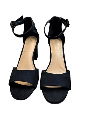 Sandalias de vestir para mujer Lauren Conrad de tacón ancho con correas negras talla 9,5 Foto 1 de 4