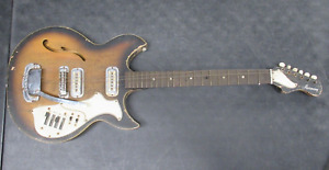 Harmony Rebel H82 Electric Guitar Vintage 1972? Sunburst For Parts HEAVY USE