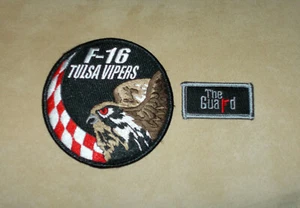 USAF AIR FORCE 125 FS OK ANG F-16 FALCON TULSA VIPERS ""THE GUARD"" HAKEN AUFNÄHER SET - Bild 1 von 3