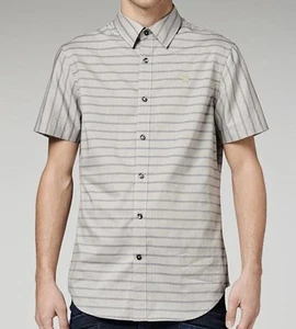 G-Star Raw S Mens Tonal Grey Correct Canfield SS Striped Shirt BNWT Top Top xs - Picture 1 of 3
