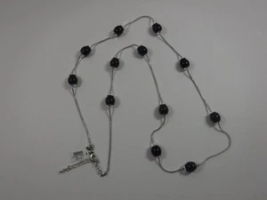 CHICO'S Necklace, black beads w metal chain New w Tag - Picture 1 of 5