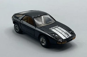 VINTAGE BLACK PORSCHE 928 WORKING FLIP LIGHTS MADE IN HONG KONG 1/44 SCALE - Picture 1 of 10