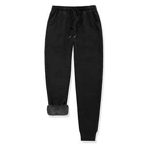 1-Piece Men's Winter Warm fur lined Fleece Joggers Sweatpants for Comfort - Picture 1 of 8