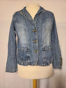 Crazy Horse Liz Claiborne Denim Jean Jacket Button Womens XL - Picture 1 of 10