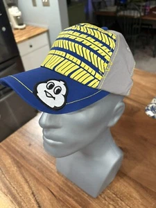 MENS/WOMENS Michelin Man TIRES Embroidered Patch Cap Hat ADJUSTABLE BLUE/GRY NEW - Picture 1 of 6