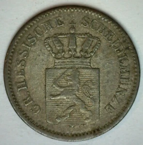 1862 German States HESSE-DARMSTADT Kreuzer Silver Coin - Picture 1 of 2