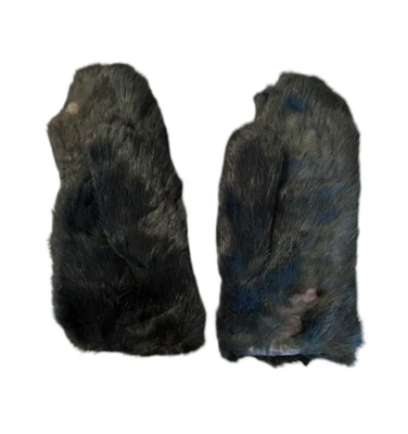 Vintage Genuine Black Real Rabbit Fur Women’s Medium Cotton Lining 8.5 In - Image 1 of 4
