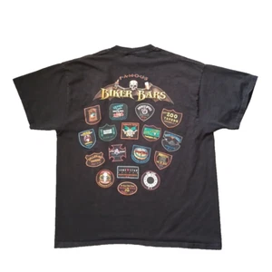 Vintage Famous Biker Bars Mens T Shirt XL Black Bike Week Graphic Tees Y2K - Picture 1 of 14