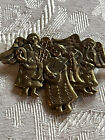 Rare Signed Jeep Collins Brass Three Angels Musicians Brooch Retired  1.3" x 2"