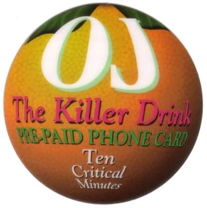10 'Minutos críticos' OJ The Killer Drink O.J. Tarjeta telefónica redonda troquelada Simpson - Imagen 1 de 1