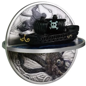 Moneda de Plata 2023 Niue 2 oz serie 2 barco pirata 3D moneda de plata conmemorativa 50 mm - Imagen 1 de 5