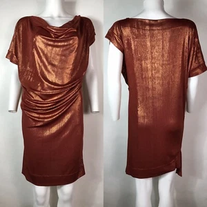Vtg Vivienne Westwood Anglomania Metallic Copper Asymmetrical Dress XS - Picture 1 of 8