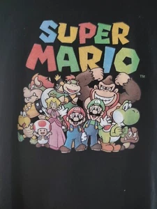 Super Mario Black Graphic Cotton Short Sleeve T-Shirt Sz Medium - Picture 1 of 4