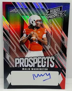 MALIK WASHINGTON 2024 Leaf Heroes & Prospects Auto 3/8 MARYLAND TERRAPINS NCAA - Picture 1 of 2