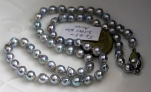 Miirror lustre silver blue Madama Japanese akoya pearl necklace 5.6-6.5mm - Imagen 1 de 8