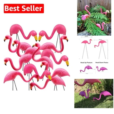Paquete de 12 decoraciones vibrantes de patio de flamenco rosa de 14" para encanto festivo al aire libre Foto 1 de 4