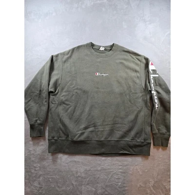 Moletom Champion tecido reverso masculino 2XL XXL verde gola redonda peso pesado *Leia - Imagem 1 de 4