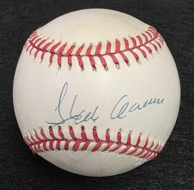 HANK AARON Signed Official MLB Baseball-HOF-MILWAUKEE BRAVES-PSA - Image 1 of 4