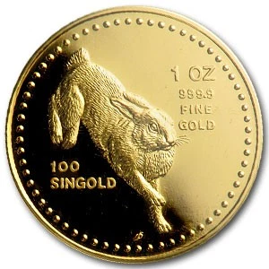 Singapur 1987 5 monedas de oro único conejo juego de prueba Foto 1 de 4