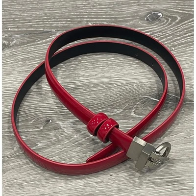 Красный лакированная кожа ремень узкое платье ремень серебряная пряжка женский размер L - Изображение 1 из 4