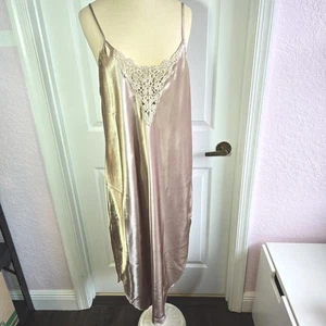 Cinema Etoile Vintage Chemise Size L Satin Lace Nightgown Slip Dress Lingerie - Picture 1 of 8