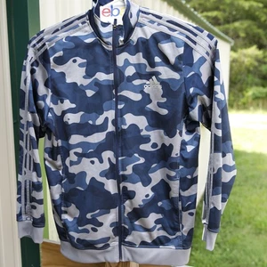 Chaqueta deportiva ADIDAS azul gris camuflaje para hombre chaqueta grande mod L tres rayas - Imagen 1 de 7