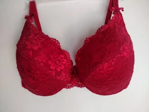 LA VIE EN ROSE 38C RED FLORAL LACE UNDERWIRE LIGHTLY PADDED POCKET CUPS TO... - Picture 1 of 13