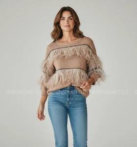 Suéter Brunello Cucinelli Top Marrón Pullover Mujer Tejido Monili Talla S - Imagen 1 de 11