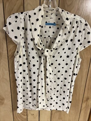 Alice + Olivia Bow Collar Polka Dot Sequins Silk Blouse Size S/P EUC - Image 1 of 4
