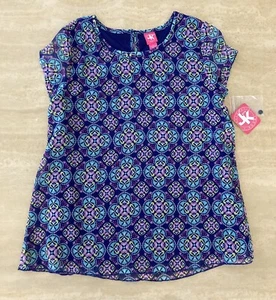 Süßes Sommer Mädchen Top Bluse halbtransparent gefüttert mehrfarbig Gr. Large J. Khaki Neu mit Etikett - Bild 1 von 5