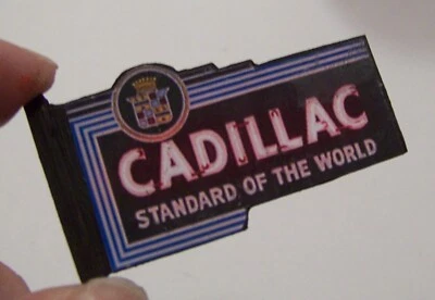 1/24 Diorama Outdoor Vintage Cadillac Dealer Neon Looking 2-Sided Sign & More - Image 1 of 4