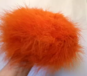 Vintage Woman's HAT ORANGE MARABOU FEATHER Ostrich Hollywood GLAM Cocktail - Picture 1 of 6