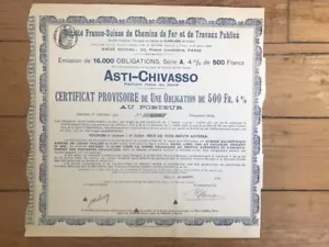 RARE = CHEMIN DE FER ASTI-CHIVASSO (SUISSE ITALIE) (E3) - Picture 1 of 1