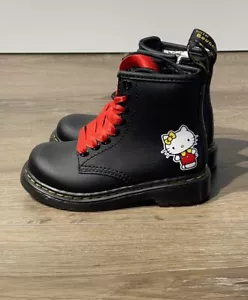 DR MARTENS/ DOC MARTENS TODDLER HELLO KITTY 1460 LEATHER BOOTS SIZE 8 LIMITED - Picture 1 of 8
