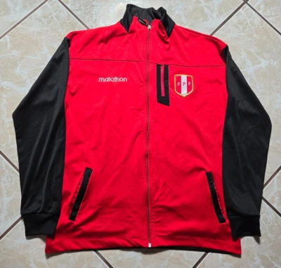 Marathon Peru National Team Red Futbol Soccer Full Zip Track Jacket Mens Large - Image 1 of 4