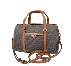 MICHAEL KORS JST TRAVEL MEDIUM DUFFLE SATCHEL SHOULDER CROSSBODY BAG MK BROWN - Picture 1 of 12
