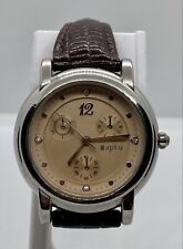 APT. 9 Ladies Watch Gold Case Faux Chronograph Brown Leather Strap - Nice!