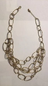 BEAUTIFUL THREE STRAND GOLD PLATED TIER NECKLACE. MINT!! - Picture 1 of 4