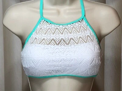 Juniors Hula Honey Halter Bikini Top de Natación S Crochet Cuello Alto Blanco Foto 1 de 4