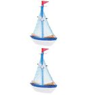 2Pcs Sailboat Decor Sailboat Sculpture Nautical Sailboat Model Mediterranean