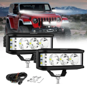AUXBEAM 2X 5" LED Light Bar White Spot Pods Driving Offroad Lamp + Wiring Switch - Picture 1 of 12