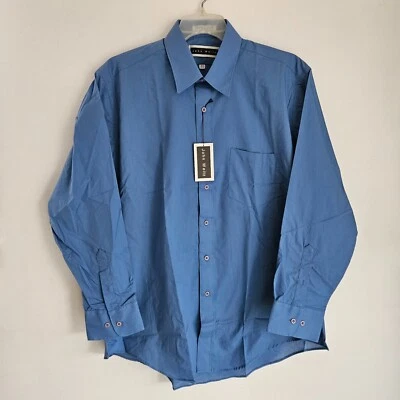 John Weitz 男式衬衫 16.5 32/33 蓝色纽扣单针裁缝 — 第 1/4 张图片
