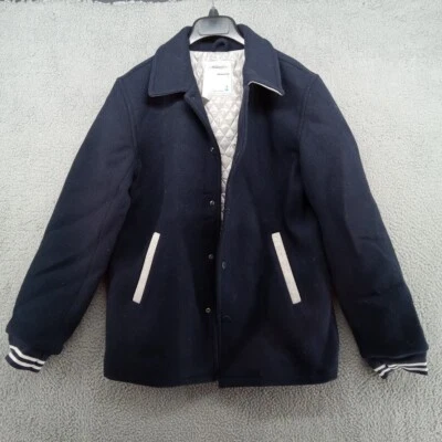 Crewcuts By J. Chaqueta Crew Niños 16 Azul Marino Mezcla de Lana a Presión Acolchada Universitaria Foto 1 de 4