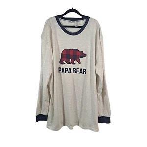 Dearfoams Papa Bear Buffalo Plaid Beige Pajama Shirt Men Size 3X Beige NEW - Picture 1 of 8