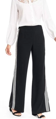 Nanette Lepore Women’s Old Town Trouser, Black, Wide Leg Crepe Pant Sz 8 Foto 1 de 4