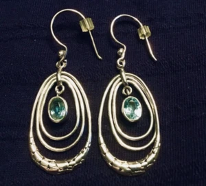 Vtg Sterling Silver Aquamarine Articulated Dangle Earrings - Picture 1 of 4