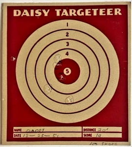 DAISY BB GUN CO. TARGETEER Pistol Target Score Card CHRISTMAS DAY 1951 5F - Picture 1 of 3