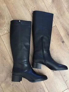 Neu JCrew 298 $ Leder Kniestiefel Größe 9,5 schwarz F4980 normale Wade NEU - Bild 1 von 10